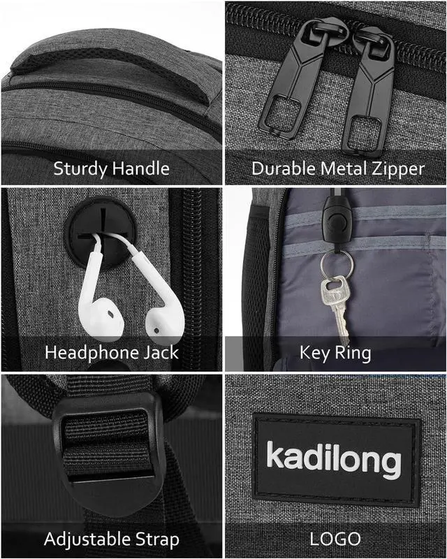Alt view image 4 of 5 - kadilong Backpacks for Men 17.3 Inch,Bagpacks School Backpack for Boys Teenager,Computer Backpack with Laptop Compartment & USB Charger,Mochilas Hombres Morrales for Workout College Middle School