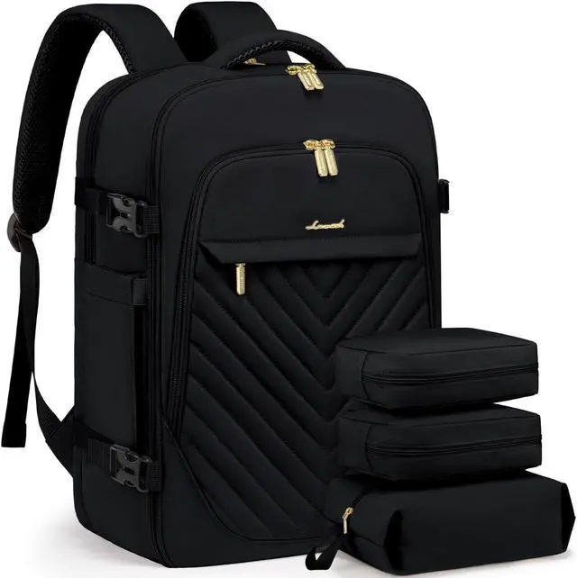 Main image of LOVEVOOK Travel Backpack for Women, TSA Personal Item Travel Bag fits 18" Laptop, Carry On Backpack for Weekender Business Hiking, Black