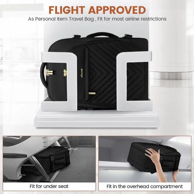 Alt view image 4 of 5 - LOVEVOOK Travel Backpack for Women, TSA Personal Item Travel Bag fits 18" Laptop, Carry On Backpack for Weekender Business Hiking, Black