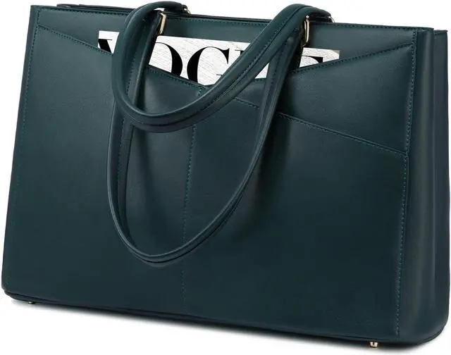 Main image of LOVEVOOK Laptop Bag for Women 15.6 Inch Tote Bags Waterproof Leather Briefcase Computer Women Business Office Work Bag,Green