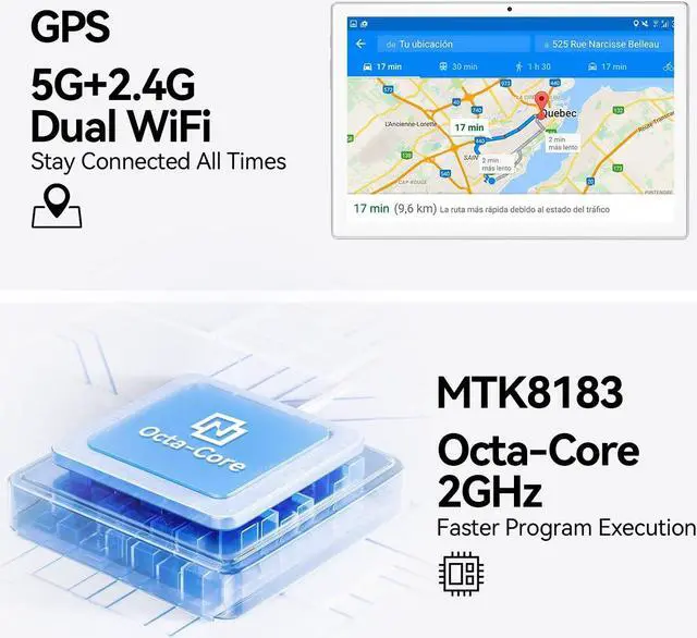 Alt view image 5 of 5 - Android 13 Tablet 2025 Latest 10 inch Octa-Core Tableta, 128GB ROM+16GB RAM (8+8 Virtual)+1TB Expand, 5G WiFi Tablets with 13MP+8MP Camera, 8000 mAh Battery, 2 in 1 Tablet with Keyboard, Mouse, Case