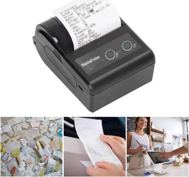 Alt view image 4 of 5 - Luqeeg Portable Bluetooth Receipt Printer, 57mm Thermal Printer, USB Smartphone Control, 200dpi Resolution with 1 Roll Paper, Supports Android & iOS