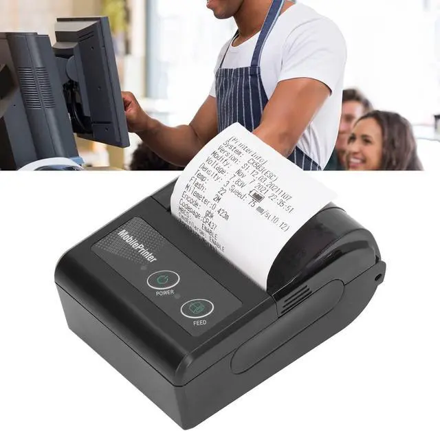 Alt view image 5 of 5 - Luqeeg Portable Bluetooth Receipt Printer, 57mm Thermal Printer, USB Smartphone Control, 200dpi Resolution with 1 Roll Paper, Supports Android & iOS