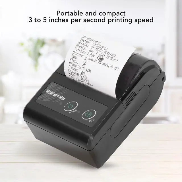 Alt view image 2 of 5 - Luqeeg Portable Bluetooth Receipt Printer, 57mm Thermal Printer, USB Smartphone Control, 200dpi Resolution with 1 Roll Paper, Supports Android & iOS