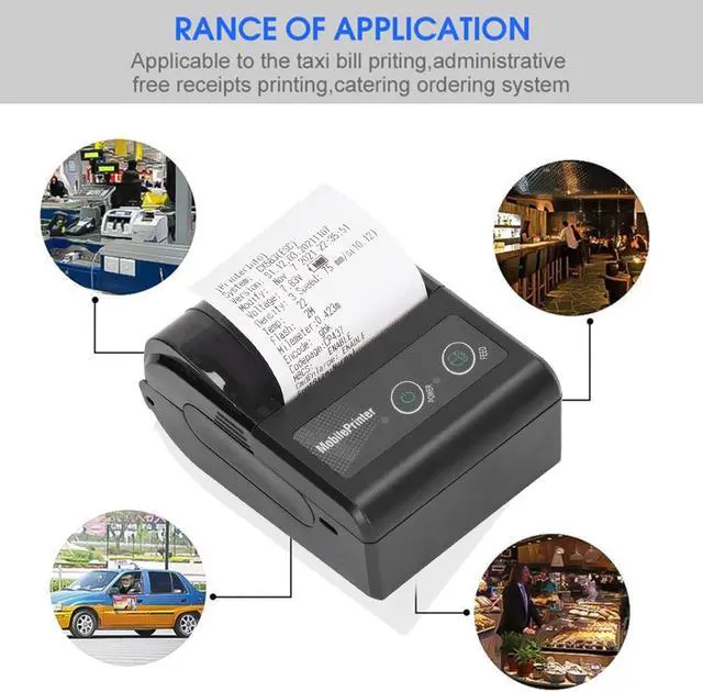 Alt view image 3 of 5 - Luqeeg Portable Bluetooth Receipt Printer, 57mm Thermal Printer, USB Smartphone Control, 200dpi Resolution with 1 Roll Paper, Supports Android & iOS