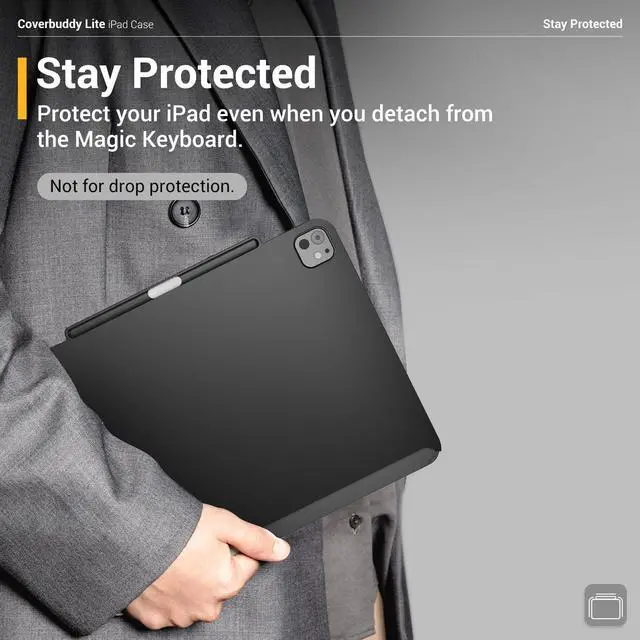 Alt view image 5 of 5 - MAGEASY CoverBuddy Lite for M3/M2 iPad Air 11 (2024-2025) - iPad Air Case Compatible with Magic Keyboard, with Apple Pencil Pro Pencil Holder - Black