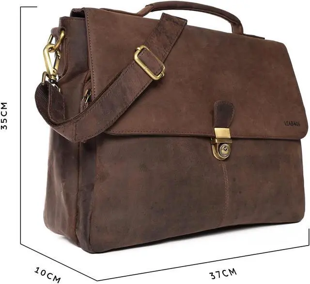 Alt view image 2 of 5 - LEABAGS Texas shoulder bag made of genuine buffalo leather in vintage look I laptop bag up to 15 inch I business bag I leather bag I shoulder bag I 15x13x4 inch