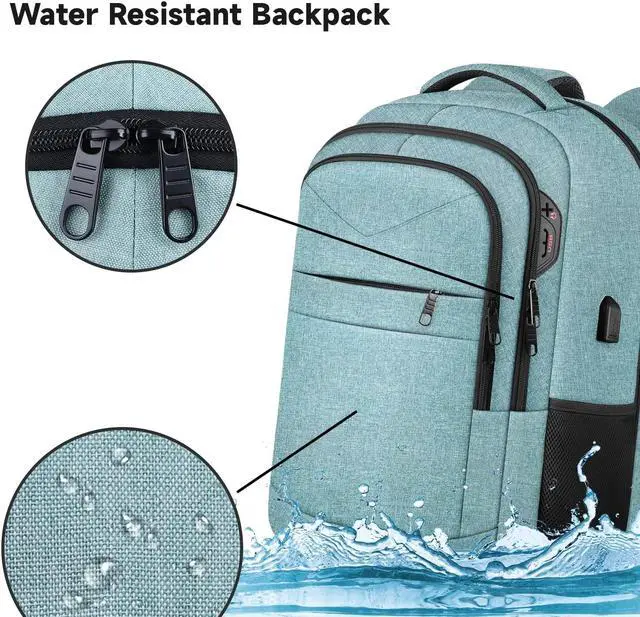 Alt view image 4 of 5 - Lapsouno Extra Large Backpack, Travel Laptop Backpack, Carry on Backpack, Sturdy 17 Inch TSA Friendly with USB Port, Water Resistant College School Computer Bag Gifts for Men Women, Lake Green