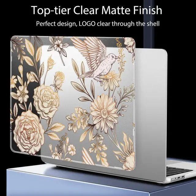 Alt view image 3 of 5 - Mektron Ultra Thin Armor Case Compatible with MacBook Air 15.3 inch Printed Cover 2024/2023 M3 A3114 M2 A2941, [Same as Bare MacBook] Protective Hard Shell with Fold Kickstand, Floral P314