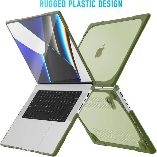 Alt view image 4 of 5 - Mektron Heavy Duty Case for MacBook Pro 14 INCH M1 A2442/ M2 A2779/ M3 A2918/A2992 /M4 A3112 A3401 A3185 Pro/Max (2021/2023/2024), Shockproof Hard Shell with Fold Kickstand, Avocado Green