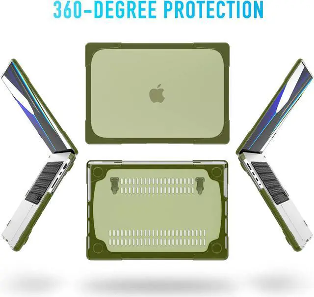 Alt view image 5 of 5 - Mektron Heavy Duty Case for MacBook Pro 14 INCH M1 A2442/ M2 A2779/ M3 A2918/A2992 /M4 A3112 A3401 A3185 Pro/Max (2021/2023/2024), Shockproof Hard Shell with Fold Kickstand, Avocado Green