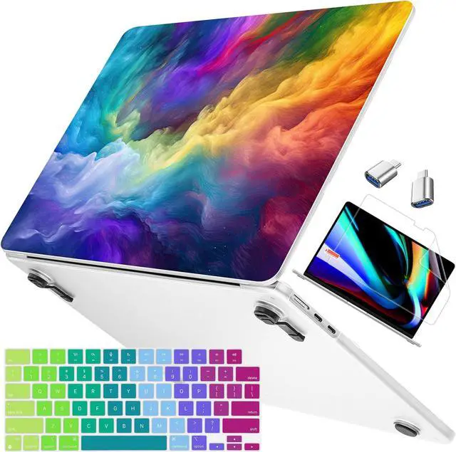 Main image of Mektron Ultra Thin Armor Case Compatible with MacBook Air 13.6 inch Printed Cover 2025-2022 M4 M3 M2 A3240 A3113 A2681, Protective Hard Shell with Fold Kickstand, Rainbow Cosmic