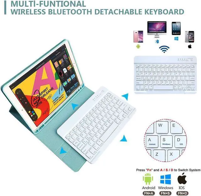 Alt view image 3 of 5 - MMK for iPad Keyboard Case for 10.2" 9th/8th/7th Generation 2021/2020/2019, Detachable Wireless BT Keyboard with Magnetic Protective Cover with Pencil Holder for iPad Pro 10.5" 2019