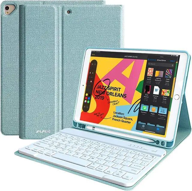 Main image of MMK for iPad Keyboard Case for 10.2" 9th/8th/7th Generation 2021/2020/2019, Detachable Wireless BT Keyboard with Magnetic Protective Cover with Pencil Holder for iPad Pro 10.5" 2019
