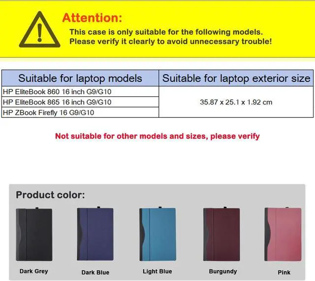 Alt view image 2 of 5 - Laptop Case Cover for HP EliteBook 860 16 inch G9 G10 Sleeve&for HP EliteBook 865 16 inch G9 G10&for HP ZBook Firefly 16 G9 G10,Detachable PU Leather Protective Shell Bag with Pen Holder (Dark Grey)