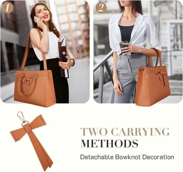 Alt view image 5 of 5 - Missnine Laptop Bag for Women 15.6 inch PU Leather Tote Bag Professional Work Purse Elegant Briefcase Office Bag for Teacher