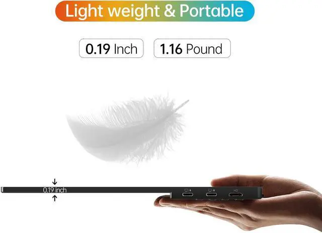 Alt view image 3 of 5 - MNN Portable Monitor 14 inch FHD 1920 * 1200P USB C HDMI Ultra-Slim IPS Travel Display w/Smart Cover & Speakers, HDR Plug&Play, External Monitor for Laptop PC, Phone,Mac(400cd/m² Brightness)
