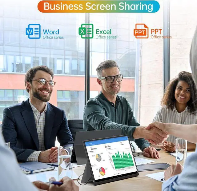 Alt view image 5 of 5 - MNN Portable Monitor 14 inch FHD 1920 * 1200P USB C HDMI Ultra-Slim IPS Travel Display w/Smart Cover & Speakers, HDR Plug&Play, External Monitor for Laptop PC, Phone,Mac(400cd/m² Brightness)