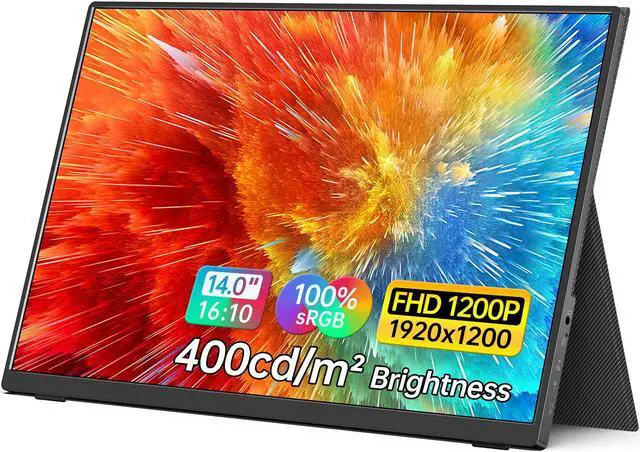 Main image of MNN Portable Monitor 14 inch FHD 1920 * 1200P USB C HDMI Ultra-Slim IPS Travel Display w/Smart Cover & Speakers, HDR Plug&Play, External Monitor for Laptop PC, Phone,Mac(400cd/m² Brightness)