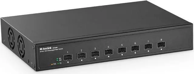 Main image of MokerLink 8 Port 10G SFP+ Unmanaged Fiber Switch, 1G/10G SFP Slot, 160Gbps Bandwidth Desktop|Rackmount Network Switch