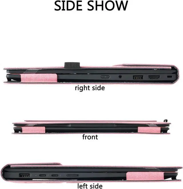 Alt view image 5 of 5 - Cover Case for HP Envy x360 2-in-1 Laptop 14-FA 14z-FA & 14-fc 14t-fc &for HP Spectre x360 14-EU 14t-EU,PU Leather Protective Sleeve with Foldable Cooling Bracket (Pink)