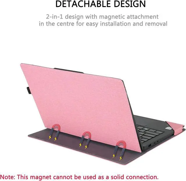 Alt view image 4 of 5 - Cover Case for HP Envy x360 2-in-1 Laptop 14-FA 14z-FA & 14-fc 14t-fc &for HP Spectre x360 14-EU 14t-EU,PU Leather Protective Sleeve with Foldable Cooling Bracket (Pink)