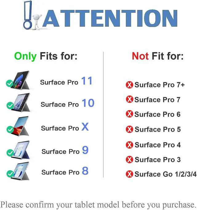 Alt view image 2 of 5 - Nanhent Type Cover for Microsoft Surface Pro 9/Pro 8/Pro X/Pro 10/Pro 11 13 Inch Keyboard with Precision Touchpad, Bluetooth 5.3, 7-Color Keys Font Backlight (Gray)