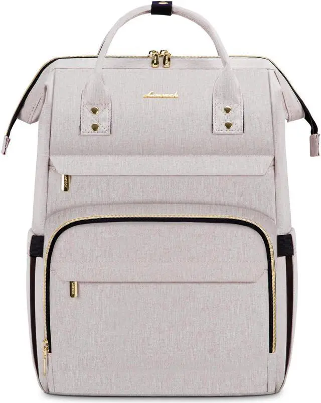 Main image of LOVEVOOK Laptop Backpack for Women,17 Inch Professional Womens Travel Backpack Purse Computer Laptop Bag Nurse Teacher Backpack,Waterproof College Work Bags Carry on Back Pack with USB Port,Off-white
