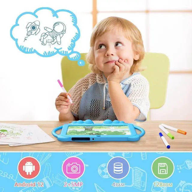 Alt view image 3 of 5 - NOVOJOY 7 Inch Kids Tablet for Kids Android Toddler Tablets Children Tablet for Girls Boys with Protective Cover 32GB+4GB WiFi Bluetooth Dual Camera Educationl Games Parental Control Kids Software.