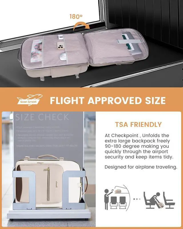 Alt view image 2 of 5 - LOVEVOOK 50L Carry on Backpack for Women & Men with 3 Packing Cubes, Large Travel Backpack for Airplanes, TSA Personal Item Travel Bag with Laptop Pocket, Travel Essentials Airline Approved