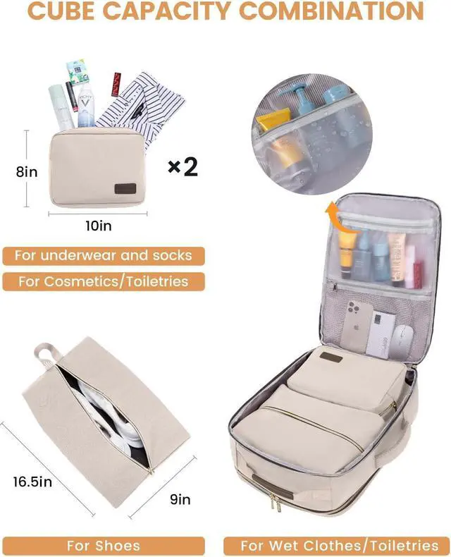 Alt view image 5 of 5 - LOVEVOOK 50L Carry on Backpack for Women & Men with 3 Packing Cubes, Large Travel Backpack for Airplanes, TSA Personal Item Travel Bag with Laptop Pocket, Travel Essentials Airline Approved