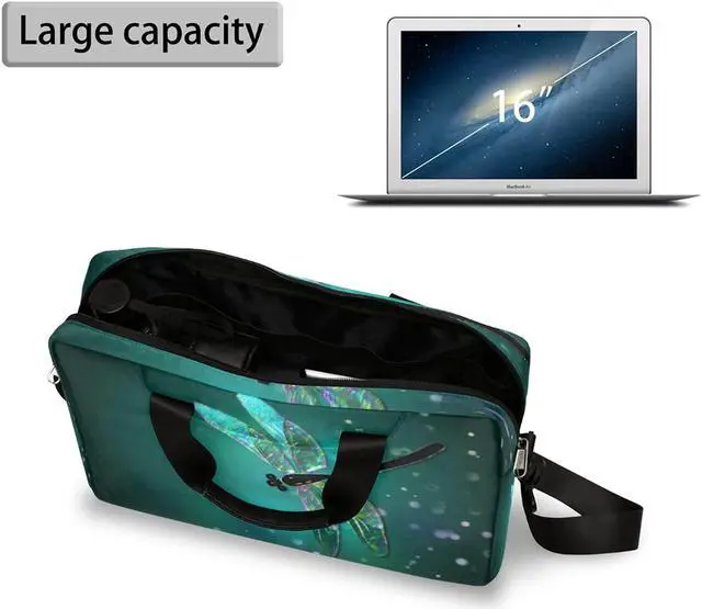 Alt view image 4 of 4 - Dragonfly Pattern Computer Bag, Waterproof Laptop Sleeve Case, 16 Inch Laptop Satchel Briefcase Carrying Bag for Men Women Business Travel College