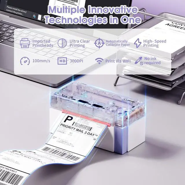 Alt view image 3 of 5 - Phomemo 344WF Shipping Label Printer, [Upgraded] WiFi 300DPI Thermal Labels Printer for Shipping Packages, 4x6 Label Printers Compatible with iOS, Android and PC Etsy Ebay USPS, IF Design Award 2024