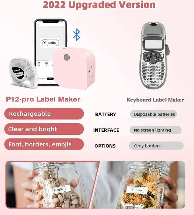 Alt view image 4 of 5 - Phomemo P12 PRO Label Printer, Bluetooth Wireless Mini Pocket Smartphone Label Maker Machine with Tape, Direct Thermal Printer Rechargeable Labeler Compatible with iPhone/Android, Rechargeable Labeler