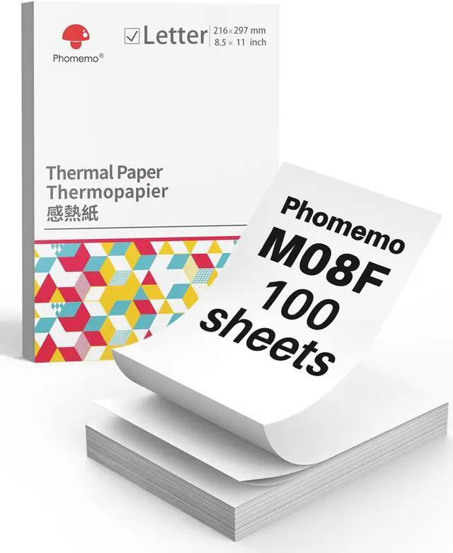 Alt view image 3 of 5 - Phomemo [Upgrade M832 Inkless Printer & 100 Sheets Folding 8.5" x 11" Thermal Paper & Case, Bluetooth Portable Printers Wireless for Travel