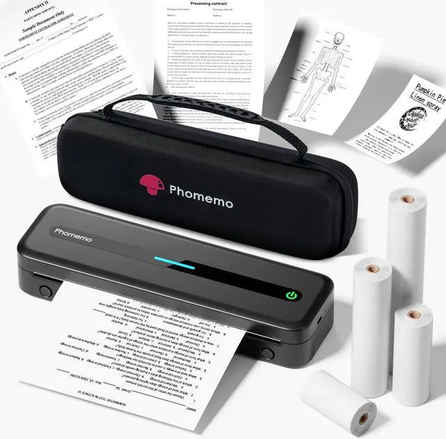 Alt view image 2 of 5 - Phomemo [Upgrade M832 Inkless Printer & 100 Sheets Folding 8.5" x 11" Thermal Paper & Case, Bluetooth Portable Printers Wireless for Travel
