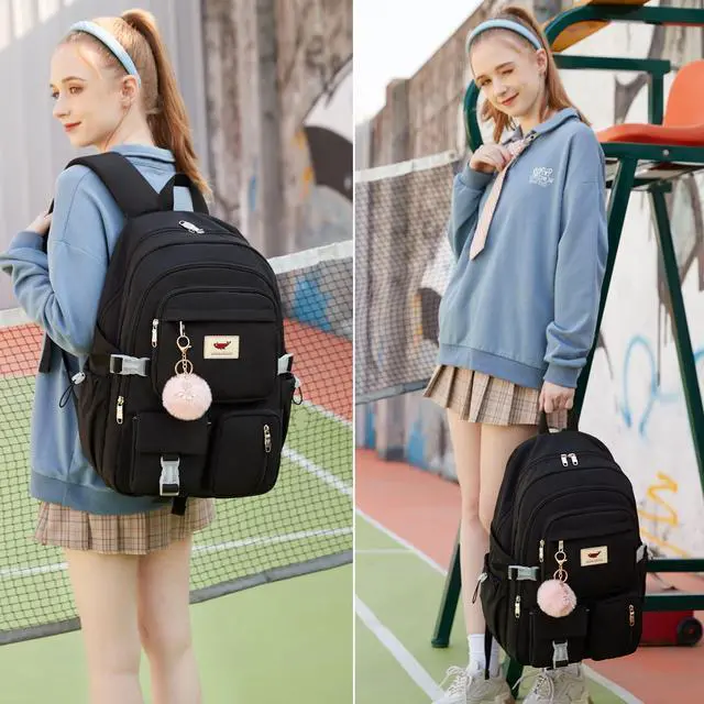 Alt view image 2 of 5 - LXYGD Laptop Backpack 15.6 Inch Kids Elementary Middle High School Bag College Backpacks Anti Theft Travel Back Pack Large Bookbags for Teens Girls Women Students (Black)