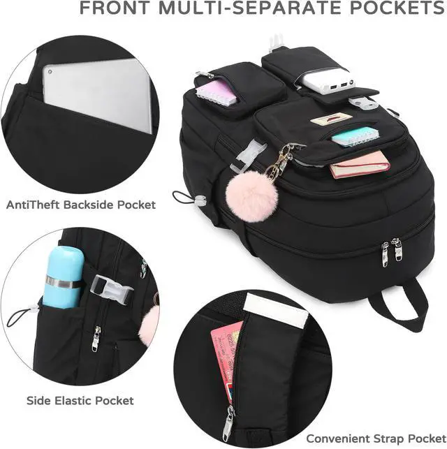 Alt view image 4 of 5 - LXYGD Laptop Backpack 15.6 Inch Kids Elementary Middle High School Bag College Backpacks Anti Theft Travel Back Pack Large Bookbags for Teens Girls Women Students (Black)