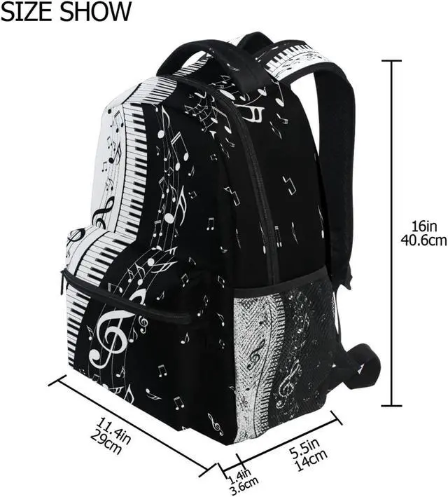 Alt view image 2 of 5 - QUGRL Piano Music Note School Backpack for Girls Boys Large Bookbag Laptop Computer Bag Casual Hiking Travel Daypack Backpack Schoolbag for Teens College 16 Inch