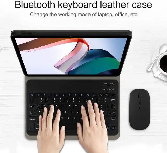 Alt view image 2 of 5 - QYiiD Keyboard Case for Xiaomi Redmi Pad 10.61 inch, Slim Shell Lightweight Smart Case with Retro Round Key Caps Cute Candy Colors Detachable Keyboard for Redmi Pad 10.61 Inch 2022 Release, Blue