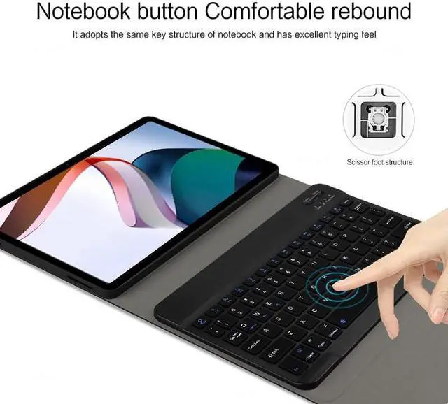 Alt view image 5 of 5 - QYiiD Keyboard Case for Xiaomi Redmi Pad 10.61 inch, Slim Shell Lightweight Smart Case with Retro Round Key Caps Cute Candy Colors Detachable Keyboard for Redmi Pad 10.61 Inch 2022 Release, Blue