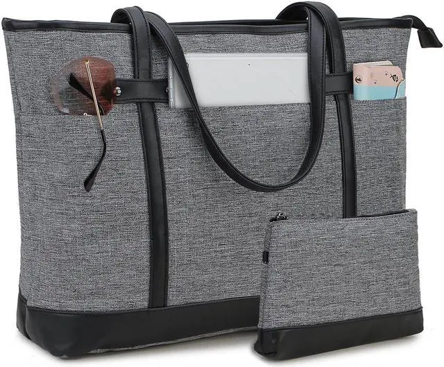 Main image of RAVUO Laptop Tote Bag for Women, Water Resistant Lightweight 15.6 Inch Laptop Bag Travel Handbag with Front 3 Pockets