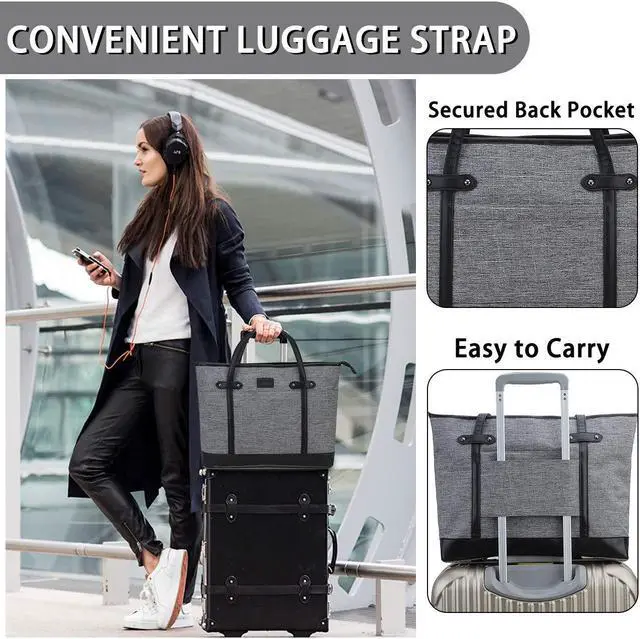 Alt view image 5 of 5 - RAVUO Laptop Tote Bag for Women, Water Resistant Lightweight 15.6 Inch Laptop Bag Travel Handbag with Front 3 Pockets