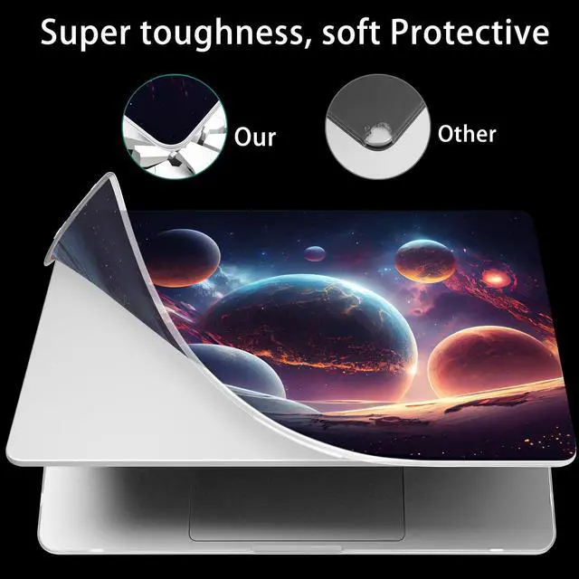 Alt view image 3 of 5 - Mektron Ultra Thin Printed Case for MacBook Pro 14 inch 2024 Release M4 A3112 A3401 A3185 Fits 2023 2021 M3 A2918 A2992 M2 A2779 M1 A2442, Protective Hard Shell with Fold Kickstand, Planets