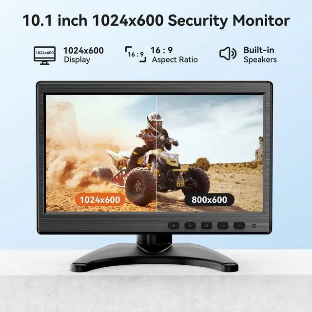 Alt view image 2 of 5 - Miktver 10.1 inch Monitor, 1024x600 LCD IPS Monitor 10 inch Security CCTV Display with HDMI, VGA, BNC, RCA Interfaces for Home, Office, Warehouse Surveillance