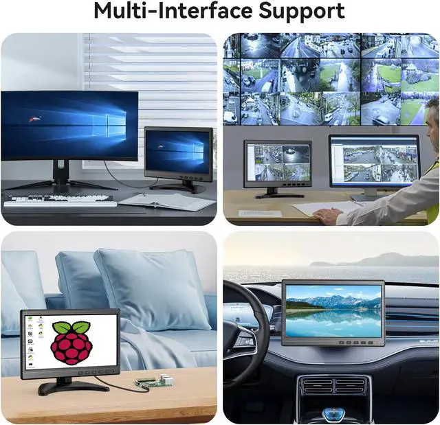 Alt view image 5 of 5 - Miktver 10.1 inch Monitor, 1024x600 LCD IPS Monitor 10 inch Security CCTV Display with HDMI, VGA, BNC, RCA Interfaces for Home, Office, Warehouse Surveillance