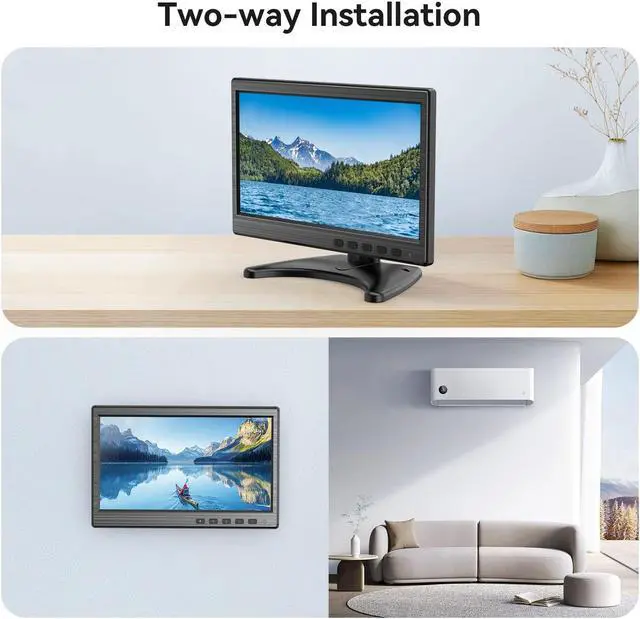 Alt view image 4 of 5 - Miktver 10.1 inch Monitor, 1024x600 LCD IPS Monitor 10 inch Security CCTV Display with HDMI, VGA, BNC, RCA Interfaces for Home, Office, Warehouse Surveillance