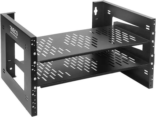 Main image of RIVECO 6U Open Frame Rack Wall Mount & Desktop Mount, No Assembly Required Server Rack for Network Equipment
