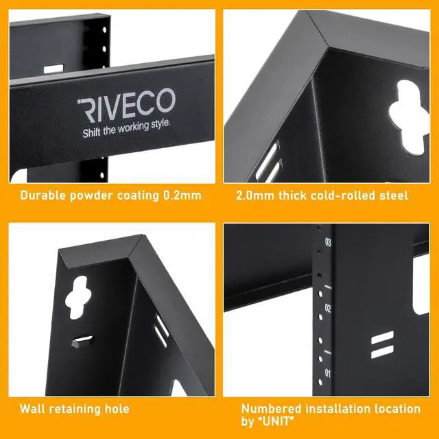 Alt view image 5 of 5 - RIVECO 6U Open Frame Rack Wall Mount & Desktop Mount, No Assembly Required Server Rack for Network Equipment