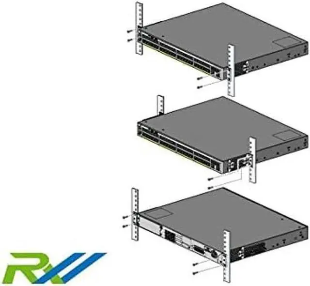 Alt view image 4 of 5 - RW RoutersWholesale 19in Rackmount Kit Compatible with Cisco Catalyst 2960-X, 2960-XR Switches, 5 Pack